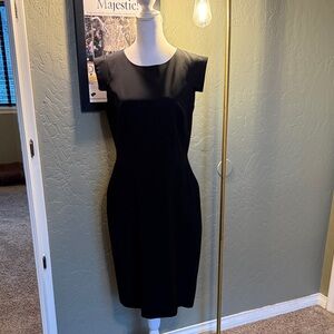 J. Crew Resume Black Cap-Sleeve Midi Sheath Dress